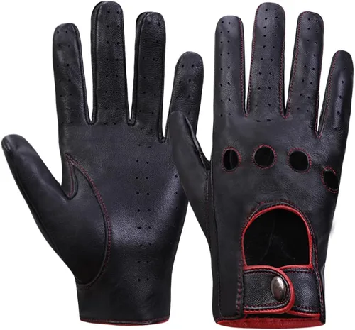 Miniatura 11 de MGGMOKAY Guantes de conducción de cuero con pantalla táctil sin forro para hombre