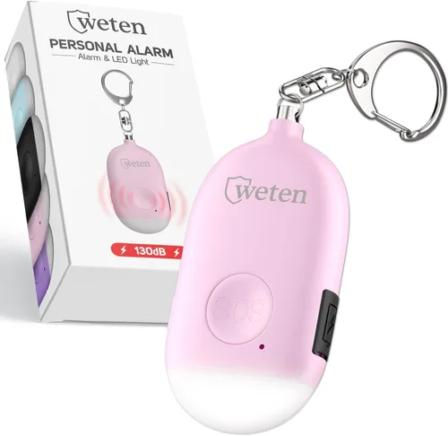 Miniatura 16 de Weten Llavero de alarma personal recargable, sirena de 130 dB y luz LED, elegante alerta de seguridad personal para que las mujeres lo lleven