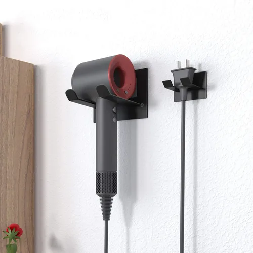 Miniatura 3 de XIGOO Soporte Autoadhesivo para Secador de Pelo Montado en Pared - Organizador de Estante Adhesivo para Secador de Pelo de Baño Compatible con Negro