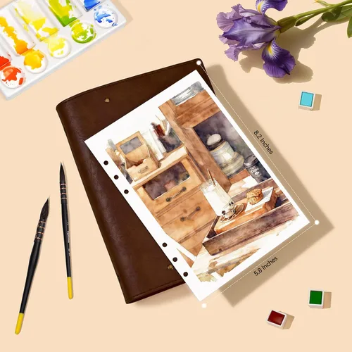 Miniatura 6 de Lightwish Cuaderno de bocetos de acuarela, diario de acuarela 100% algodón sin ácidos, 140 libras, papel de acuarela de prensa en frío para Hebilla