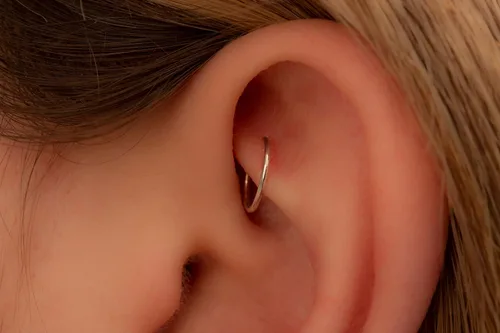 Miniatura 89 de Aretes de aro de oro de plata – Aretes de aro para mujer, dos piezas de aros de plata fina rellenos de oro, aro de hélice, anillo de tragus, aro