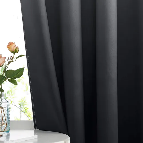 Miniatura 3 de NICETOWN Cortinas Oscurecedoras de 84 pulgadas de Largo para Sala de Estar, Cortinas de Privacidad Ombré Blanco y Negro con Ojales para Blanco a