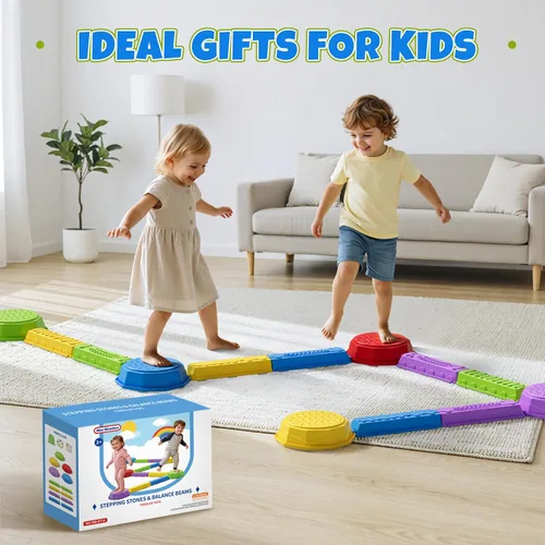 Miniatura 9 de Wee Wonders Piedras de equilibrio para niños, juguetes sensoriales antideslizantes para carreras de obstáculos para niños pequeños, piedras