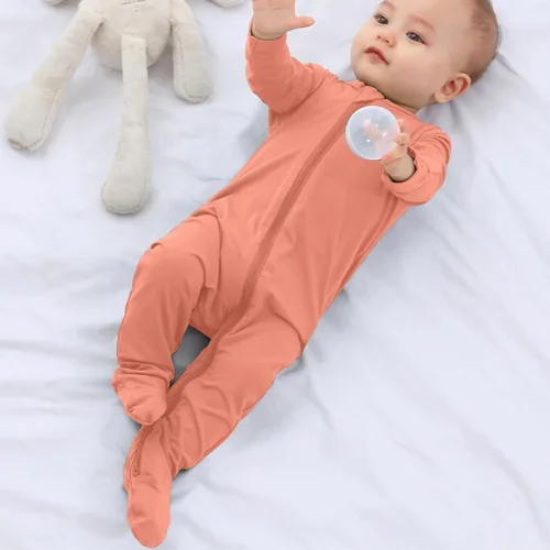 Miniatura 4 de GUISBY Pijama de rayón con pies para bebé con puños de manopla, mameluco suave de manga larga de 0 a 18 meses