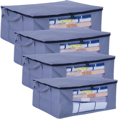 Miniatura 10 de Bolsas de almacenamiento de ropa con cremallera con ventana transparente de plástico y asas resistentes, ideales para almacenamiento de temporada