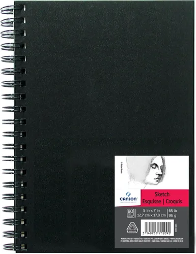 Canson Artist Series - Cuaderno de bocetos de 5 x 7 pulgadas, 160 páginas (65 libras/3.39 oz), papel de artista para adultos y estudiantes, grafito,