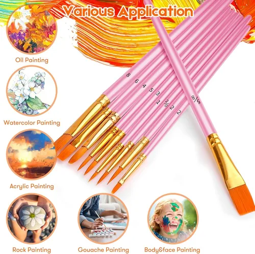 Miniatura 3 de para niños, adolescentes, chicas adolescentes, cosas de moda, relleno para cesta de Pascua, juego de pinceles de pintura acrílica Soucolor para Rosa