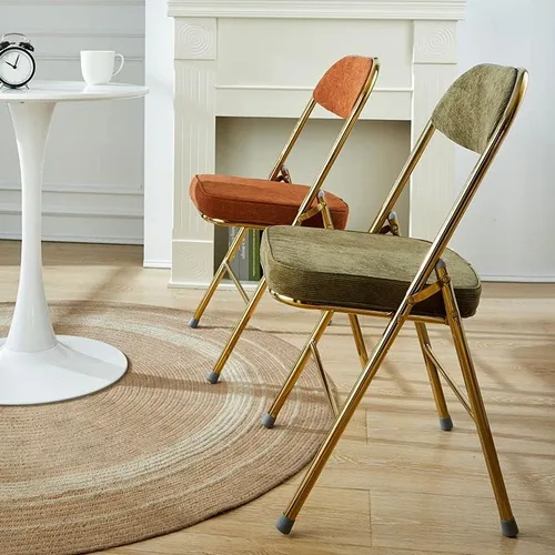 Miniatura 3 de Sillas de comedor modernas, silla auxiliar tapizada para el hogar, con acabado mate, silla de comedor plegable con respaldo abierto, silla sin