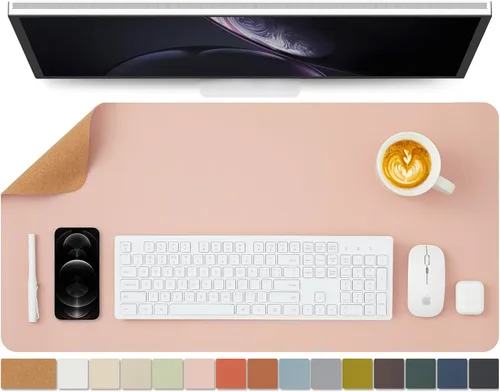 Miniatura 13 de Tapete de escritorio grande de corcho natural y cuero, tapete de escritorio ecológico, protector de escritorio de doble cara, tapete de teclado Café