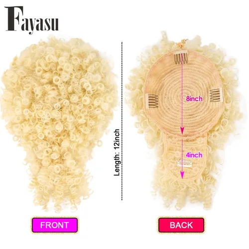 Miniatura 3 de Extensión de cola de caballo afro rizada Fayasu para mujeres negras, con cordón, cola de caballo con cabello rizado y flequillo, extensión