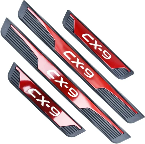 Miniatura 5 de Kit de protector de umbral de puerta inoxidable para Mazda CX-9 2017-2023 Accesorio interior (rojo)