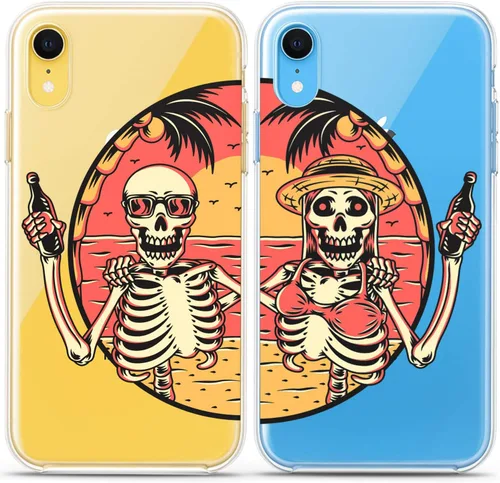 Miniatura 7 de Fundas a juego para parejas compatibles con iPhone 14 13 Pro Max 12 Mini 11 Xs 6s 8 Plus 7 Xr 10 SE 5 Clear Funny Pair Skeleton Cover Colorido