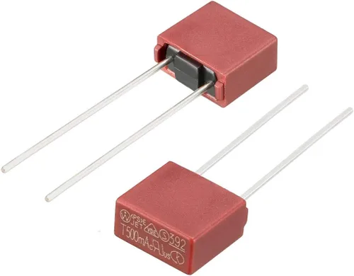 Miniatura 4 de uxcell 20pcs DIP montado en miniatura cuadrado lento golpe micro fusible T0.5A 0.5A 250V rojo