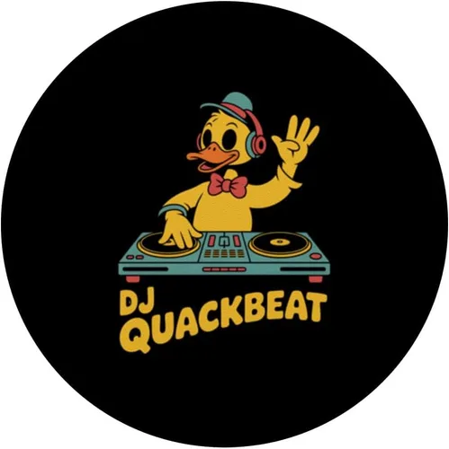 Miniatura 3 de DJ Quackbeat Duck Disc Jockey - Tocadiscos retro, vibraciones musicales, PopSockets, adhesivo PopGrip