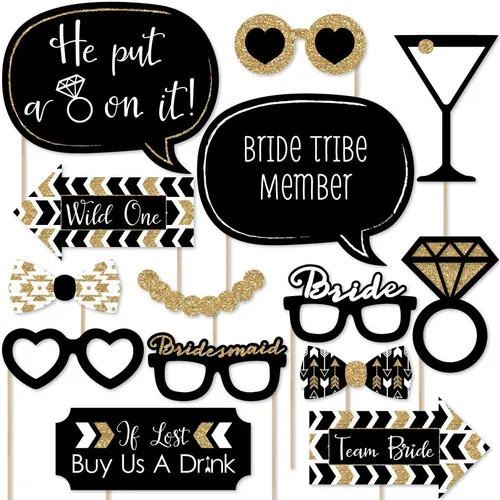 Miniatura 13 de Big Dot of Happiness Accesorios botánicos bohemios para fotos de despedida de soltera, accesorios de fotografía de fiesta de boda, recortes