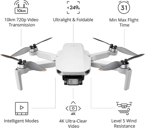 Miniatura 7 de DJI Mini 2 Fly More Combo – Dron plegable ultraligero, cardán de 3 ejes con cámara 4K, fotos de 12 MP, tiempo de vuelo de 31 minutos, transmisión