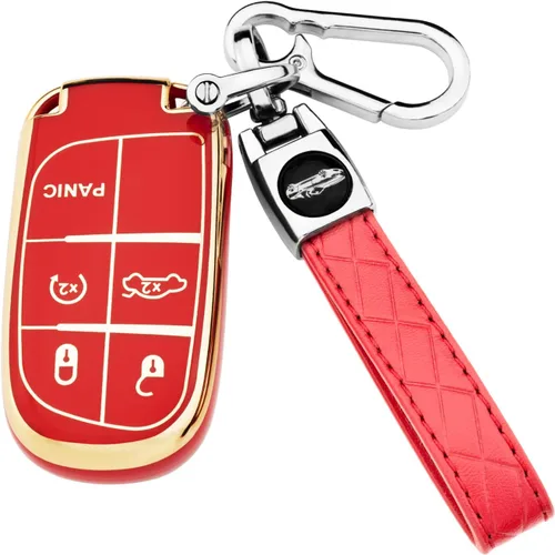 Miniatura 15 de XIYANG TRADE Funda para llavero Jeep con llavero, carcasa de TPU suave protección completa para llave inteligente Grand Cherokee Renegade Chrysler