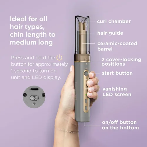 Miniatura 3 de INFINITIPRO by Conair Curl Secret MINI - Rizador automático de 1/2 pulgada, rizador de pelo inalámbrico para todo tipo de cabello y longitudes