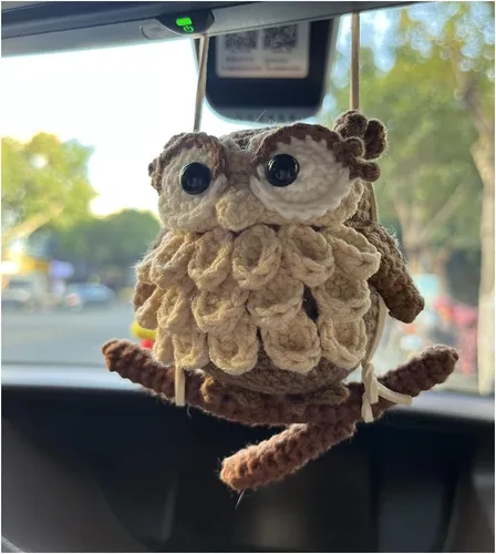 Miniatura 9 de Accesorios de girasol para automóvil, bonitos accesorios para automóvil, hechos a mano, de punto, espejo retrovisor, adorno colgante para tus