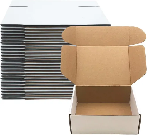 Miniatura 10 de Juego de cajas de envío de 9x6x4 pulgadas de 25, caja de cartón corrugado blanco para envío de correspondencia, embalaje de folletos, embalaje