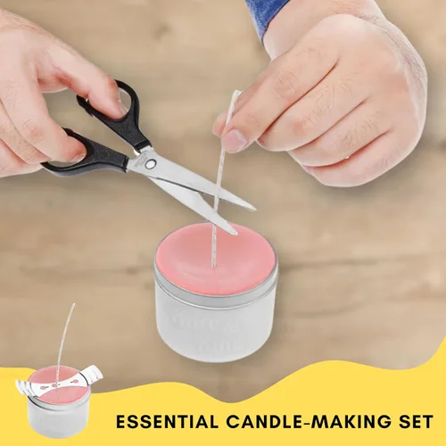 Miniatura 5 de Paquete de mecha para velas: 50 mechas para velas, 50 calcomanías y 3 soportes para mechas - Fácil posicionamiento - Mechas recubiertas con cera