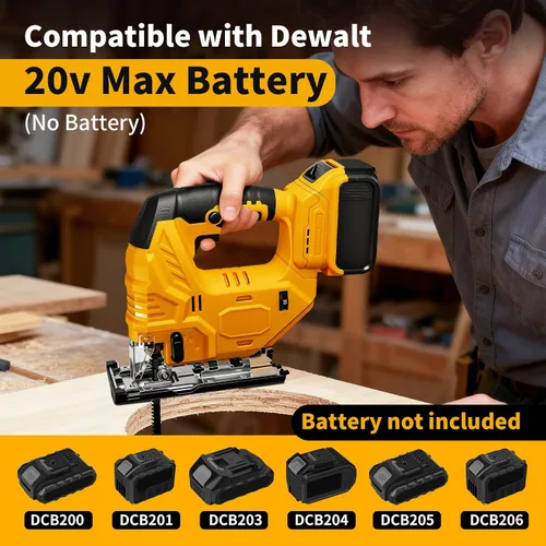 Miniatura 2 de Sierra de calar sin escobillas compatible con batería Dewalt de 20 V (sin batería), rompecabezas inalámbrico con bolsa de herramientas, velocidad