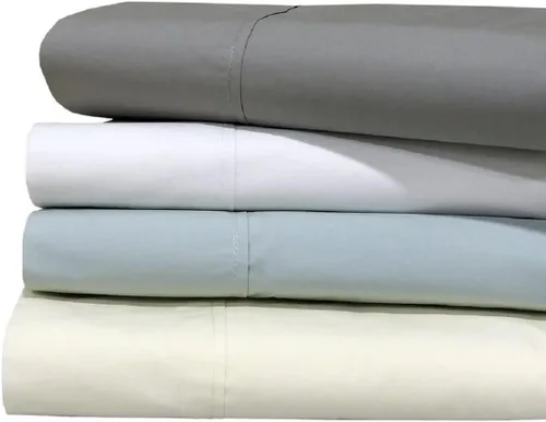 Sábana encimera de percal de algodón de gran tamaño solo para cama King (120 x 112 pulgadas), sábana superior de 300 hilos estilo hotel, color Marfil