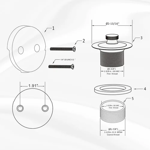 Miniatura 3 de Kit de drenaje de bañera de níquel cepillado, elevación y giro, ajuste universal, kit de repuesto de drenaje de bañera de 1-3/8 pulgadas y 1-1/2