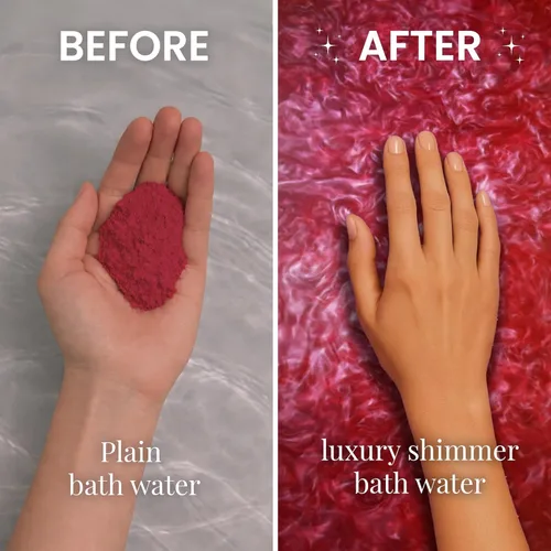 Miniatura 2 de Bomba de baño con brillo rojo en una bolsa - Bombas de baño hechas a mano con aroma a fresa para mujeres, niños y hombres - Bombas de baño en masa