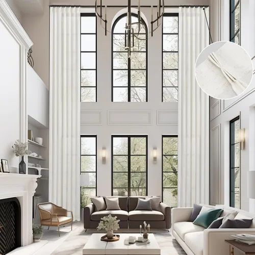 Miniatura 21 de DriftAway Cortinas plisadas de lino semitransparentes con textura de casa de campo sólidas y rústicas modernas para sala de estar y dormitorio, 2