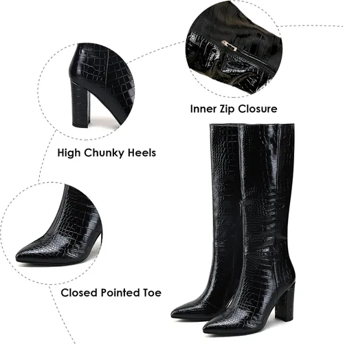 Miniatura 2 de Modatope Botas altas hasta la rodilla para mujer, botas altas de equitación para mujer, botas largas de pantorrilla, botas GoGo, botas gruesas
