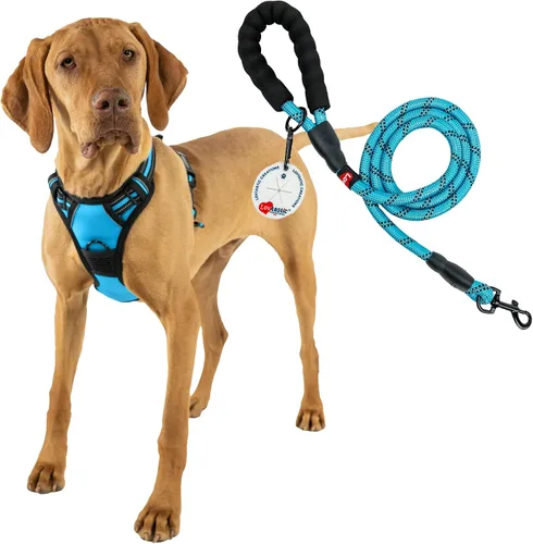 Miniatura 9 de Arnés sin tirones para perro, con correa fuerte y duradera y soporte para bolsas de excrementos, juego de 3 piezas Arnés reflectante sin