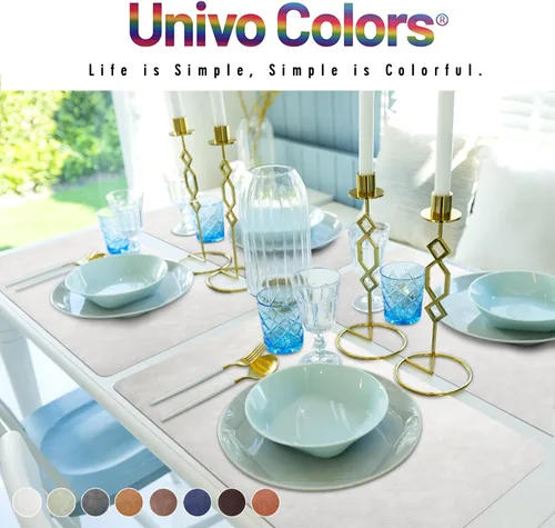 Miniatura 2 de UnivoColors Juego de 4 manteles individuales de tamaño grande con patrón de cuero de vaca lavado, de piel sintética, resistentes al agua, fáciles