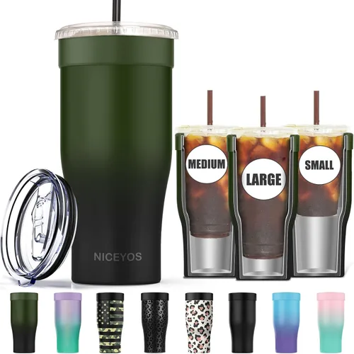 Miniatura 10 de Funda universal para café helado - Funda aislante reutilizable de acero inoxidable de doble pared mejorada para bebidas frías, se ajusta a tazas