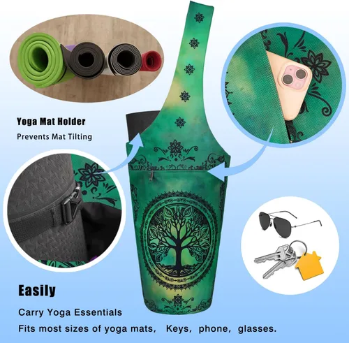 Miniatura 12 de Bolsa para Esterilla de Yoga - Bolsa Transportadora Tipo Tote Larga de Gran Apertura para Esterilla de Yoga con Bolsillo Impermeable con Cremallera