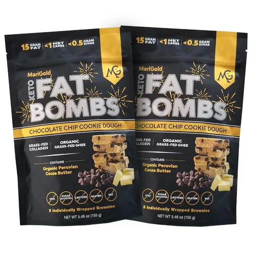 Miniatura 10 de MariGold Keto Fat Bombs - Chocolate Pecan Crisp - Bajo en carbohidratos, rico en colágeno, Ghee alimentado con pasto, mantequilla de cacao orgánica