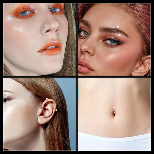 Miniatura 7 de 29 piezas de retenedores de piercing transparentes – Piercing de nariz transparente acrílico – aretes de nariz, aretes de tabique, juego de joyería