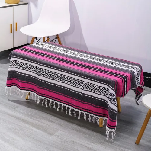 Miniatura 13 de Airooglee Manta mexicana grande de 69 pulgadas de largo x 51 pulgadas de ancho, perfecta para yoga, al aire libre, playa, serape, pícnic, camping