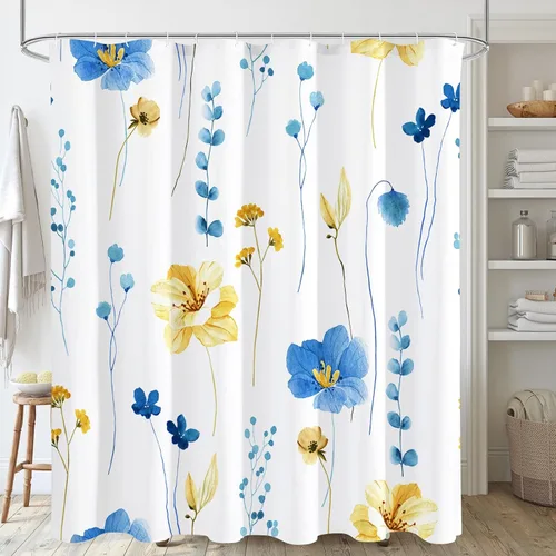 Miniatura 27 de Gibelle Cortina de ducha con diseño floral de acuarela, cortina de ducha de flores beige ciruela, para baño, juego de cortina de ducha moderna
