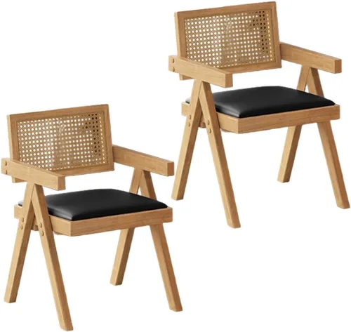 Miniatura 41 de YVYKFZD Juego de sillas de comedor de ratán, sillas de comedor de madera, sillas de cocina con respaldo tejido, sillón tapizado, silla auxiliar