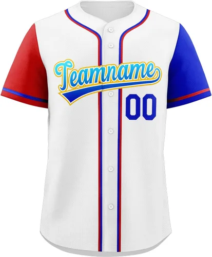 Miniatura 108 de Camisetas de béisbol personalizadas con botones de manga corta, número de nombre cosido personalizado / impreso para adultos y jóvenes