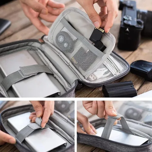 Miniatura 2 de 4 bolsas organizadoras electrónicas, bolsa organizadora de cables de viaje pequeña, organizador de cables de viaje impermeable, funda de transporte