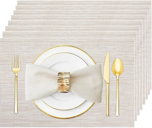 Miniatura 29 de Juego de 12 manteles individuales lavables y limpiables para mesa de comedor, cocina, interior y exterior, manteles individuales resistentes al