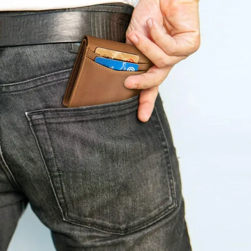 Miniatura 6 de Parmaye Cartera para hombre, billetera plegable personalizada para marido, papá, hijo, nieto, regalo de cuero genuino con bloqueo RFID, carteras