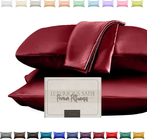 Miniatura 20 de Elegant Comfort Juego de 2 fundas de almohada de satén sedosas y lujosas para una piel y cabello más saludables, cierre con cremallera oculta