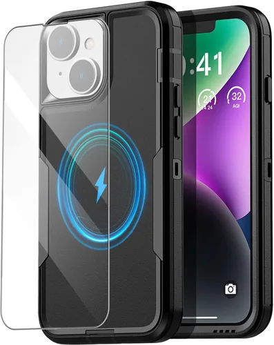 Miniatura 15 de AICase Funda para iPhone 14 (6.1 pulgadas) con protector de pantalla de vidrio, protección contra caídas de alta resistencia, cuerpo completo, a