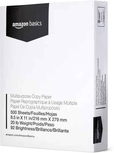 Miniatura 6 de Amazon Basics - Papel para impresora y copiadora multifunción, 20 lb, 8.5 x 11 pulgadas, 8 resmas (4,000 hojas), 92 brillo, blanco