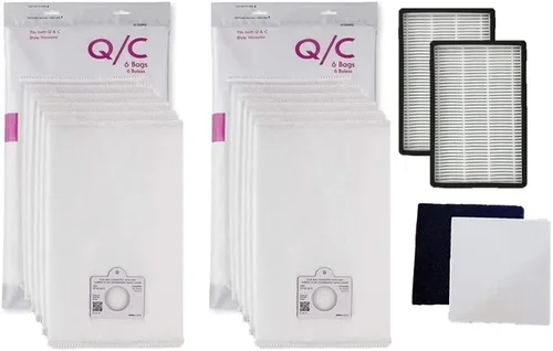12 bolsas de filtración HEPA tipo Q/C 20-53292, (2) filtro de cámara de motor CF1 81002, (2) filtros de escape HEPA 53295 EF1 86889. Compatible con