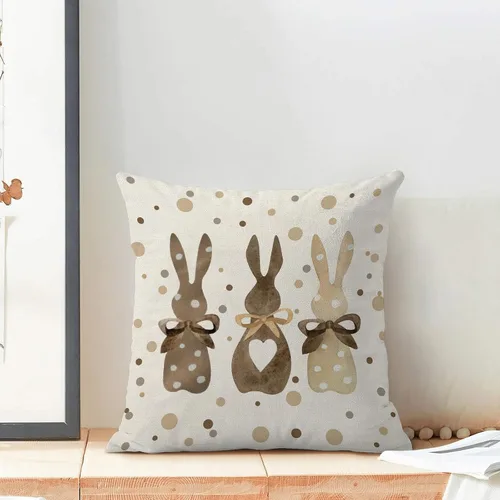 Miniatura 3 de CXMEIFLY Juego de 2 fundas de almohada de Pascua de 18 x 18 pulgadas para decoración vintage de conejo, con lazo de primavera, conejo, para Pascua02