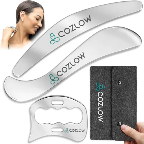 Miniatura 9 de COZLOW Juego de herramientas de raspador muscular 2 en 1, herramientas de masaje para raspar la piel para terapia IASTM, Gua Sha de tejido profundo